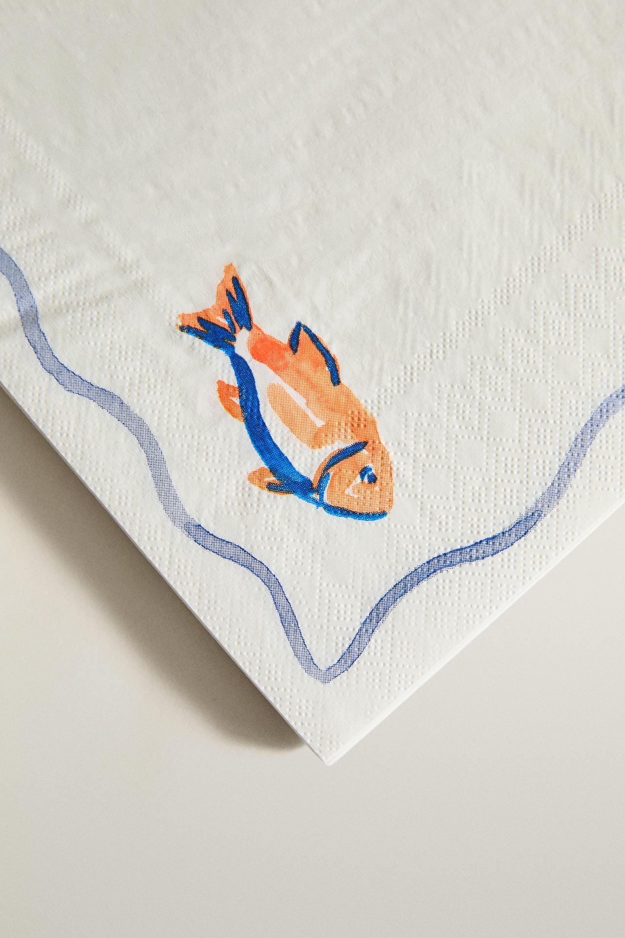 FISH PAPER NAPKINS (PACK OF 20) — Blue