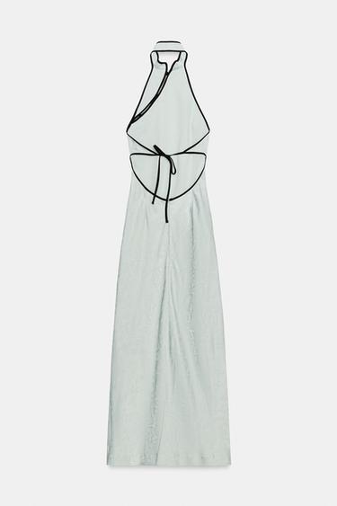 ROBE MI-LONGUE JACQUARD À BRANDEBOURGS - Vert d'eau de Zara - Image 5