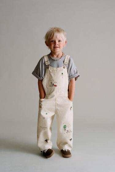 MICKEY MOUSE © DISNEY EMBROIDERED TWILL DUNGAREES - Ecru by Zara