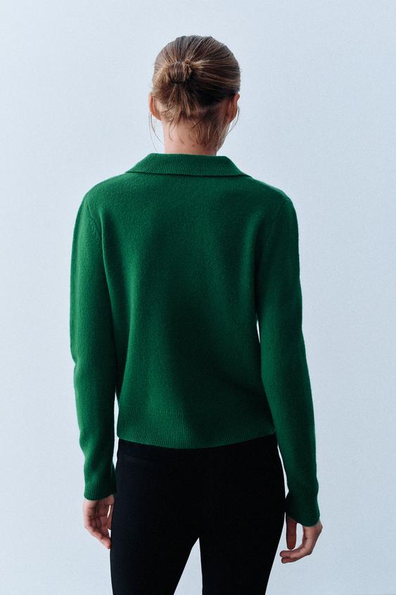 POLO 100 % LAINE - Vert de Zara - Image 4
