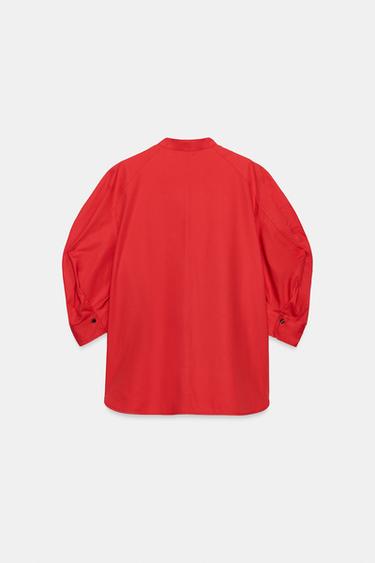 ZW COLLECTION PUFF SLEEVE SHIRT - Red by Zara - Image 5
