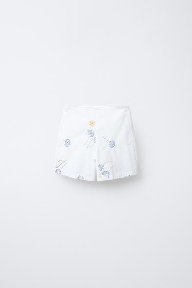 BERMUDA ABALORIOS FLORES - Blanco de Zara