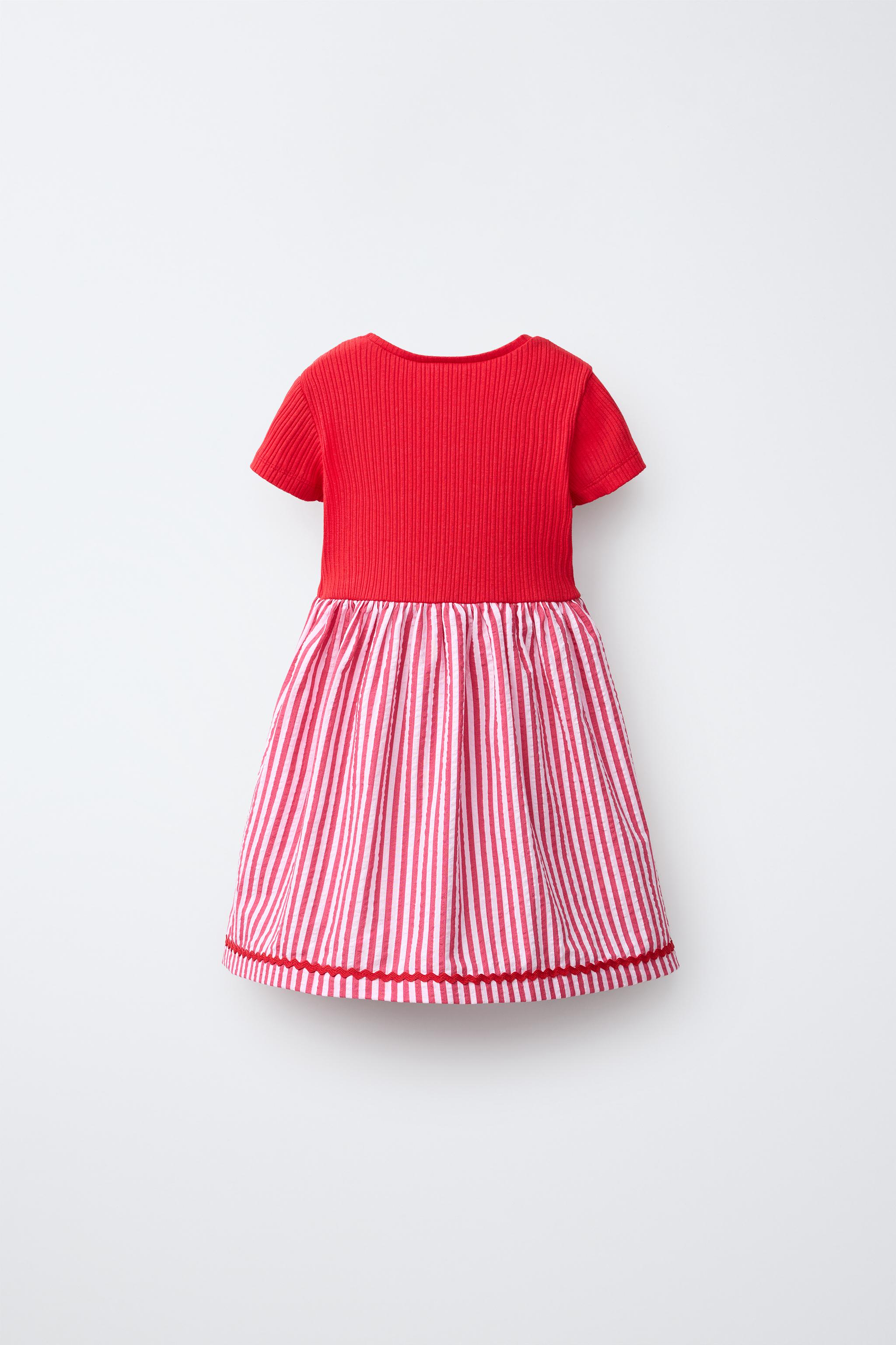 COMBINATION EMBROIDERED DRESS — Red