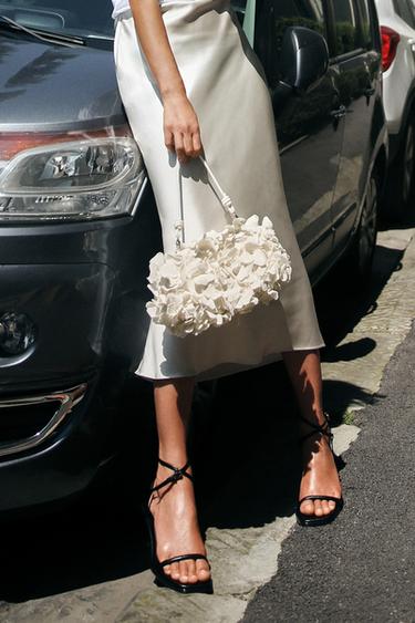 SATIN CONTRAST MIDI DRESS - Light beige by Zara