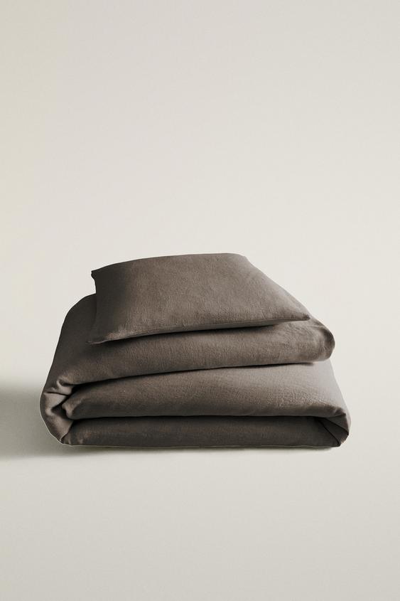 WASHED LINEN BEDSPREAD (400 GXM²) - Brown / Taupe by Zara - Image 0