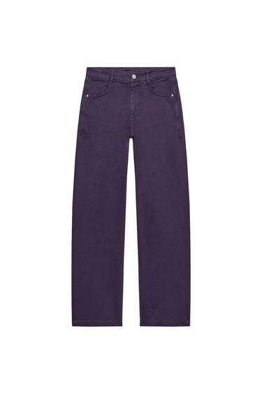 JEANS Z1975 STRAIGHT HIGH-WAIST LONG LENGTH - Purple by Zara