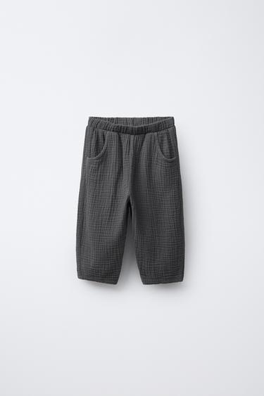 BAGGY COTTON GAUZE TROUSERS - Steel by Zara