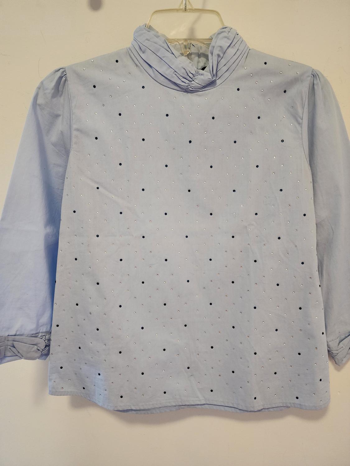 BEJEWELED BLOUSE WITH GATHERED DETAILS