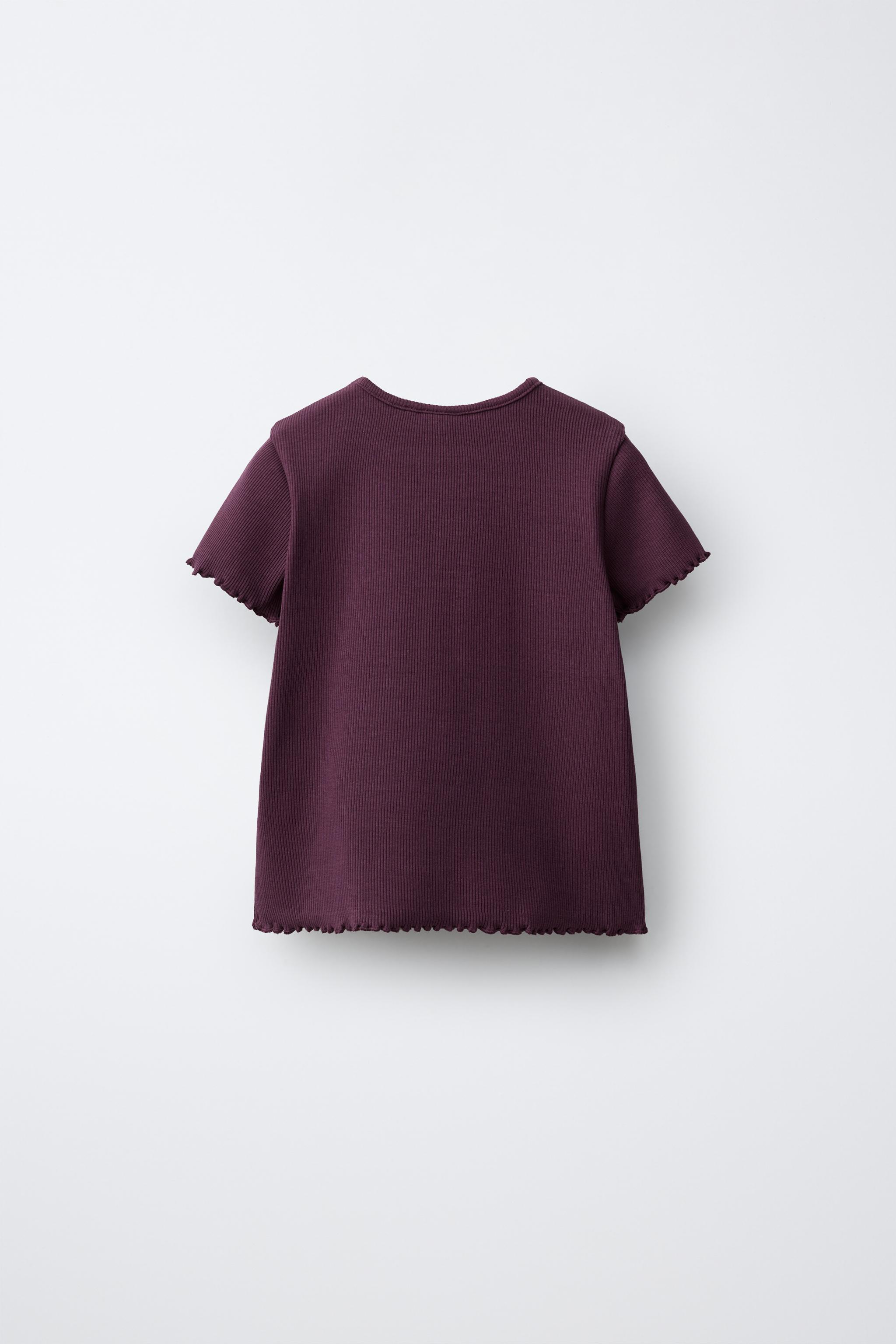 EMBROIDERED RABBIT RIB T-SHIRT — Burgundy