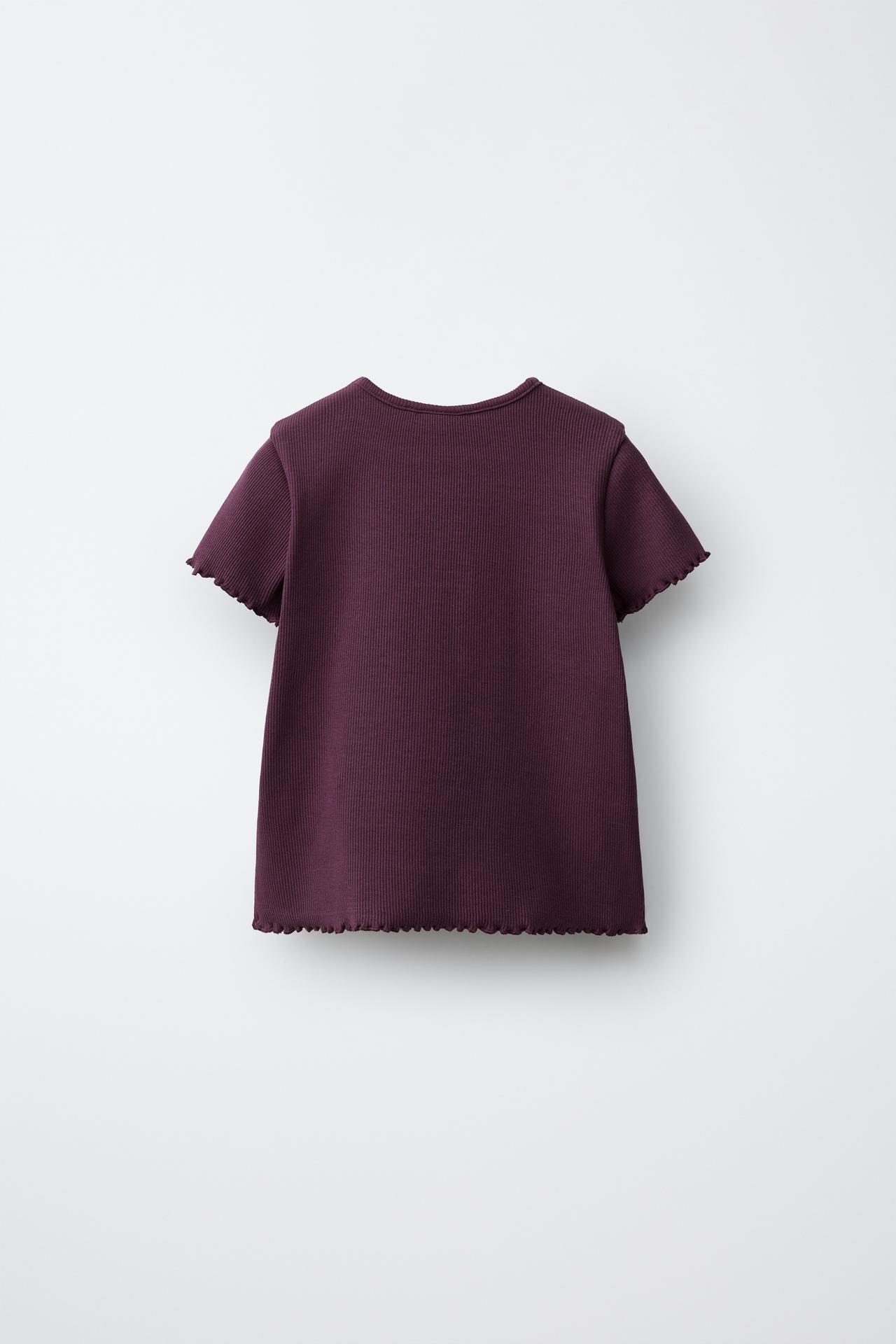 EMBROIDERED RABBIT RIB T-SHIRT — Burgundy