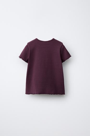 EMBROIDERED RABBIT RIB T-SHIRT — Burgundy 2