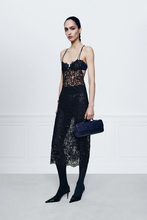 ROBE DENTELLE FANT AISIE ZW COLLECTION - Noir de Zara - Image 0