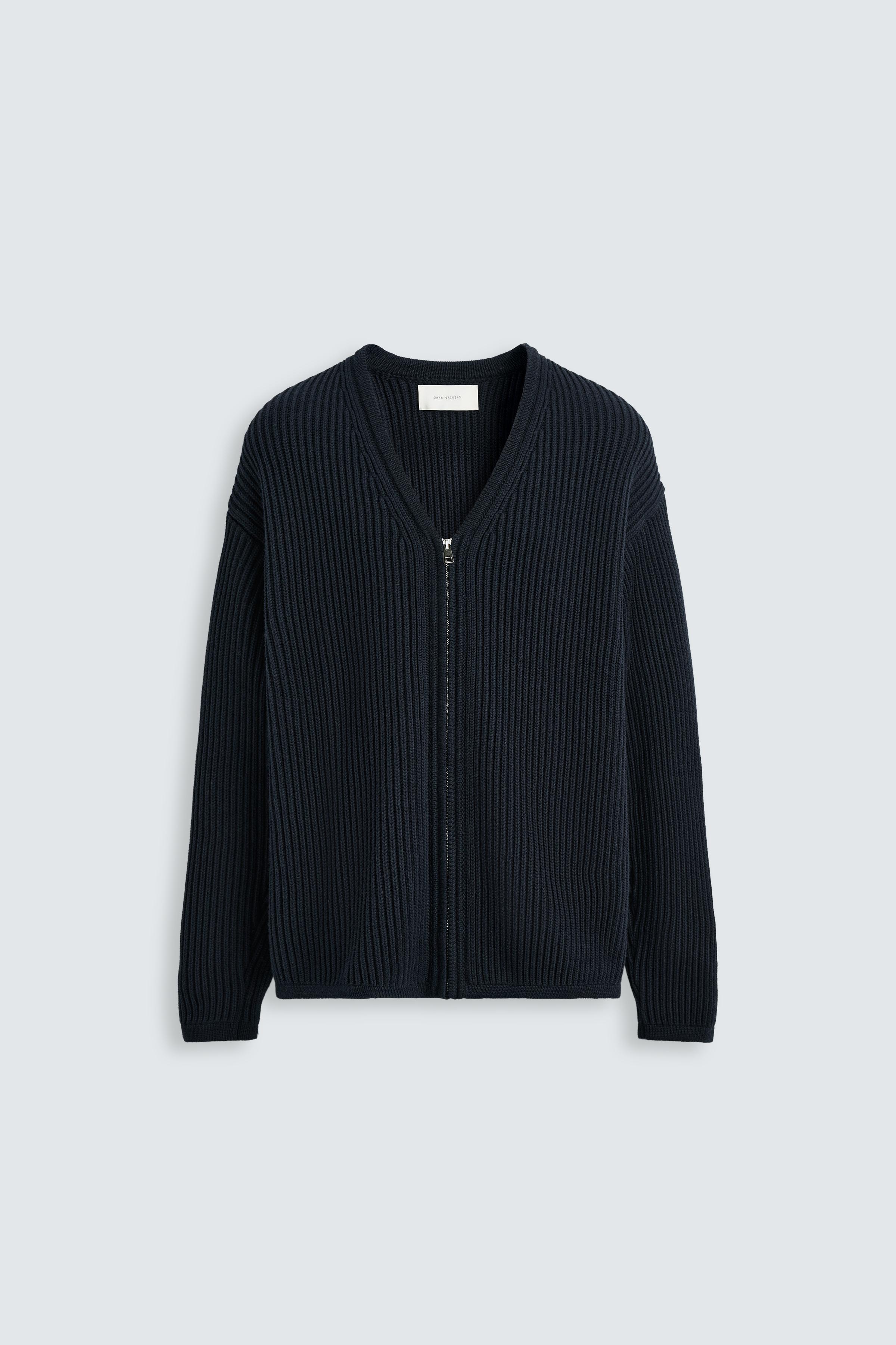 ZIP-UP TEXTURED CARDIGAN - Navy blue | ZARA Australia