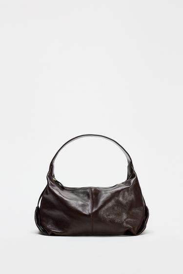 LEATHER SHOULDER BAG - Chocolate by Zara