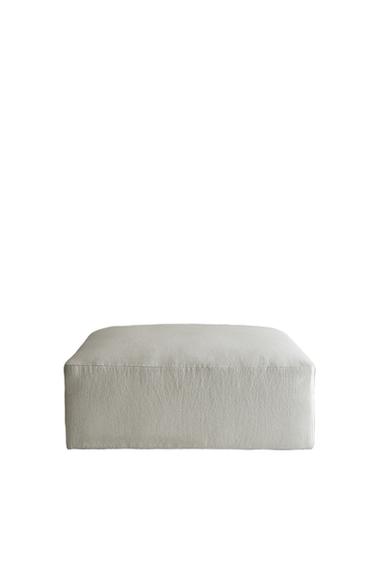 WASHED LINEN POUF - Oyster-white by Zara