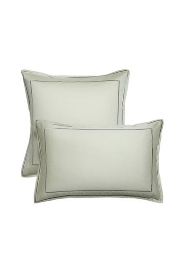 SATEEN PILLOWCASE WITH DOUBLE TRIM - Light green by Zara