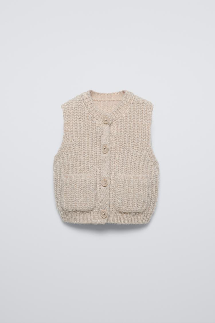 CHUNKY KNIT VEST Stone ZARA Australia