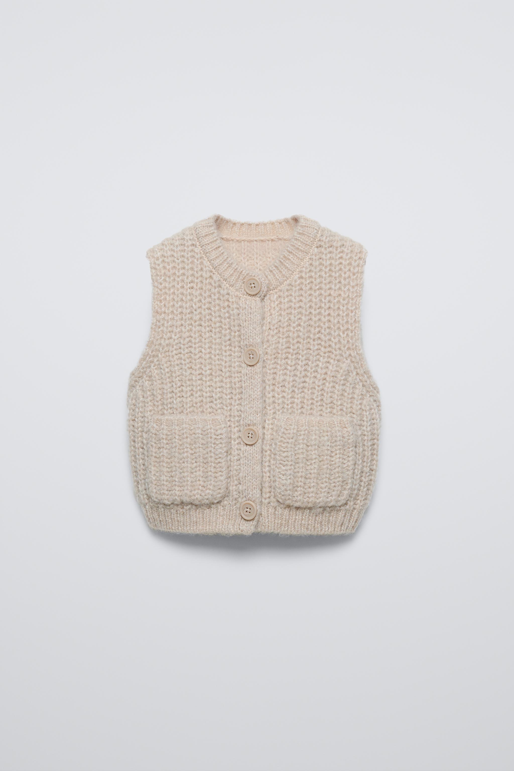 CHUNKY KNIT VEST Stone ZARA South Africa - Main Image
