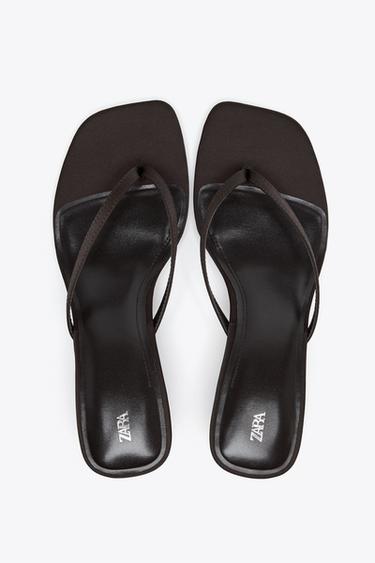 SANDALES KITTEN HEEL SATINÉES - Marron de Zara - Image 6