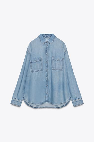CHEMISE EN JEAN OVERSIZE - Bleu moyen de Zara - Image 6