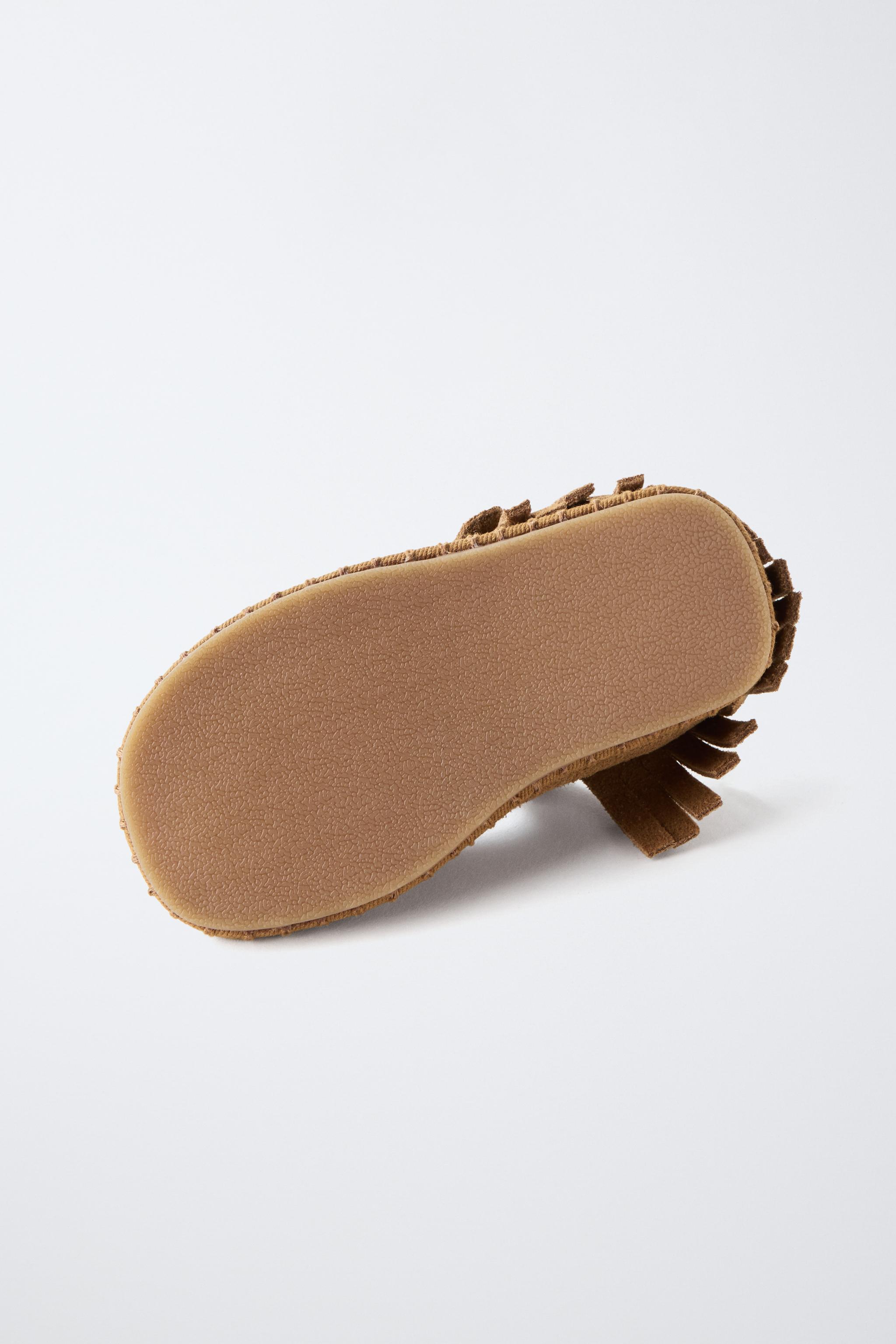 Обувь Zara LEATHER FRINGED BAREFOOT BALLET FLATS — фото 7