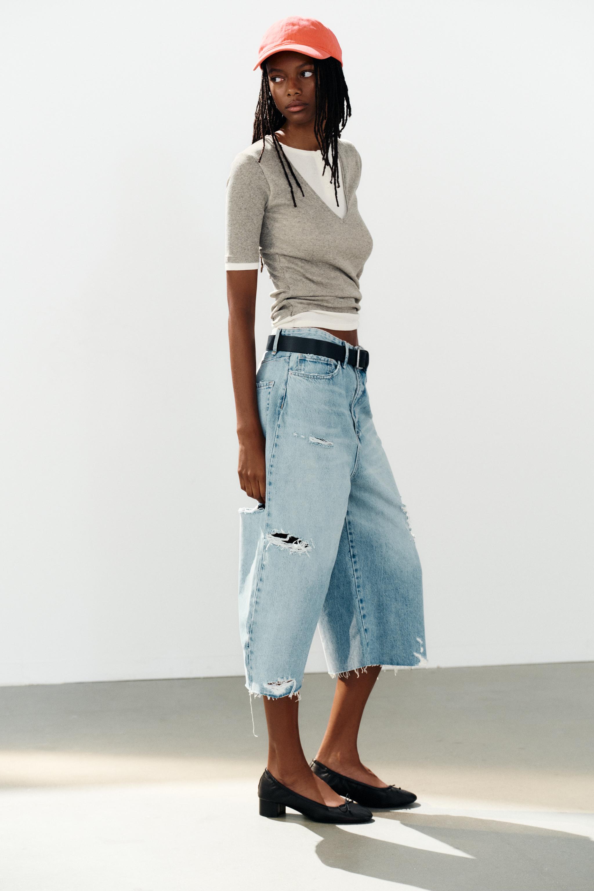 Zara ÇİFT KATLI DÜĞMELİ YAKA T-SHIRT görsel 5