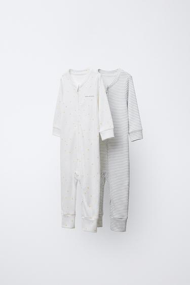 BI PIJAMA OSO BEROTUAK OIN BIHURGARRIEKIN, MARRA ETA IZARREKIN - Artile kolorea / Urdina, Zara-rena