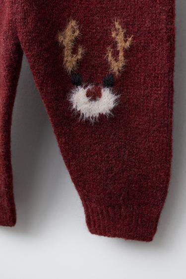 REINDEER KNIT JOGGERS - Burgundy by Zara - Image 3