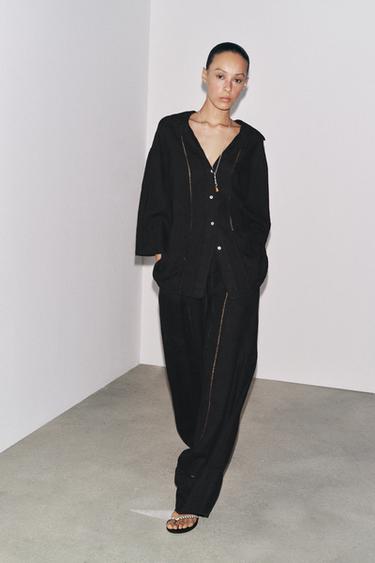 Zara 100% LINEN SHIRT ZW COLLECTION - Black