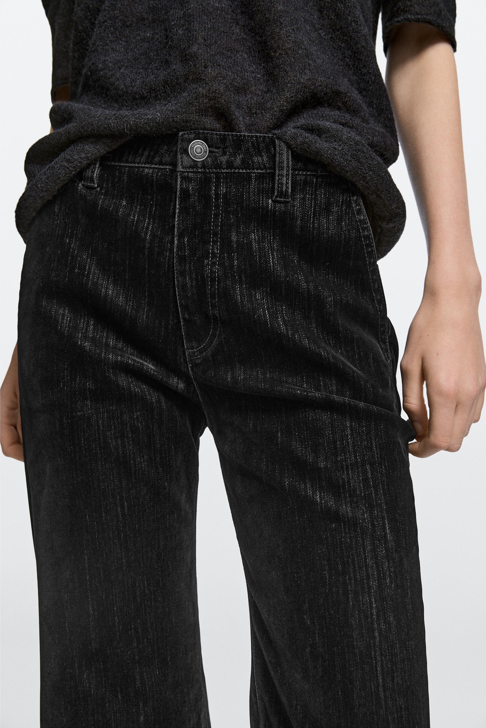 Jean flare cropped taille moyenne floqué