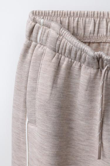 WIDE-LEG GYM TROUSERS WITH CONTRAST TRIMS - Sand / Marl by Zara - Image 2