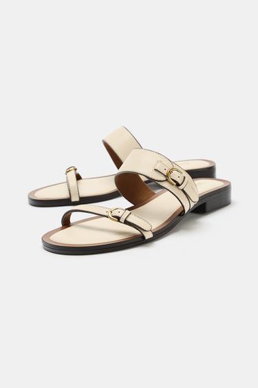 BUCKLED SANDALS - Ecru White by Zara - Image 5