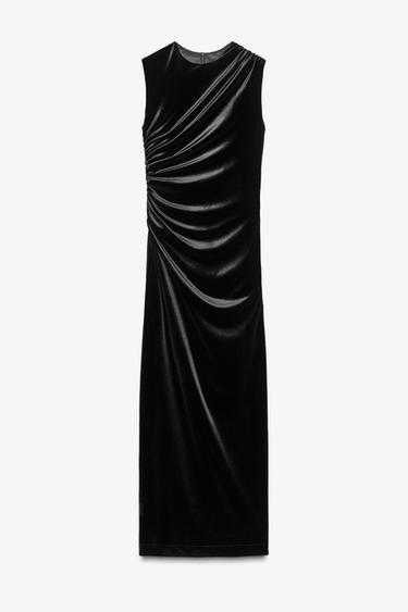 VESTIDO MIDI TERCIOPELO - Negro de Zara