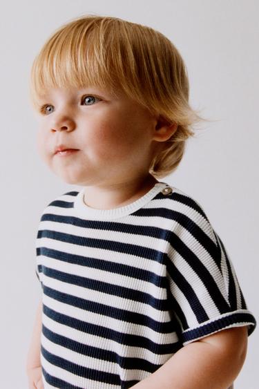 STRIPED WAFFLE T-SHIRT AND BERMUDA SHORTS SET - Navy blue by Zara - Image 5