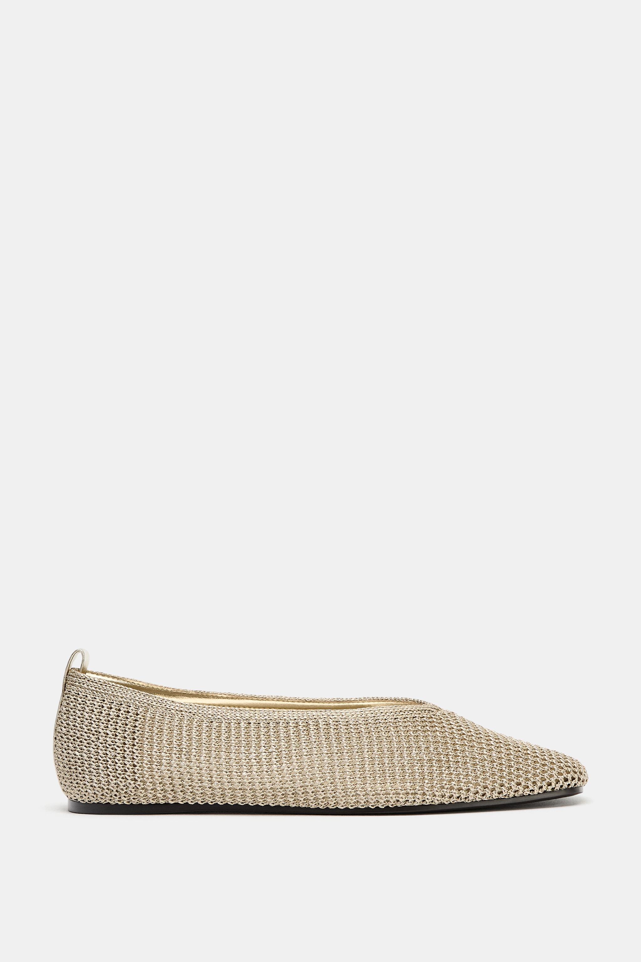 METALLIC BRAIDED BALLET FLATS — Gold
