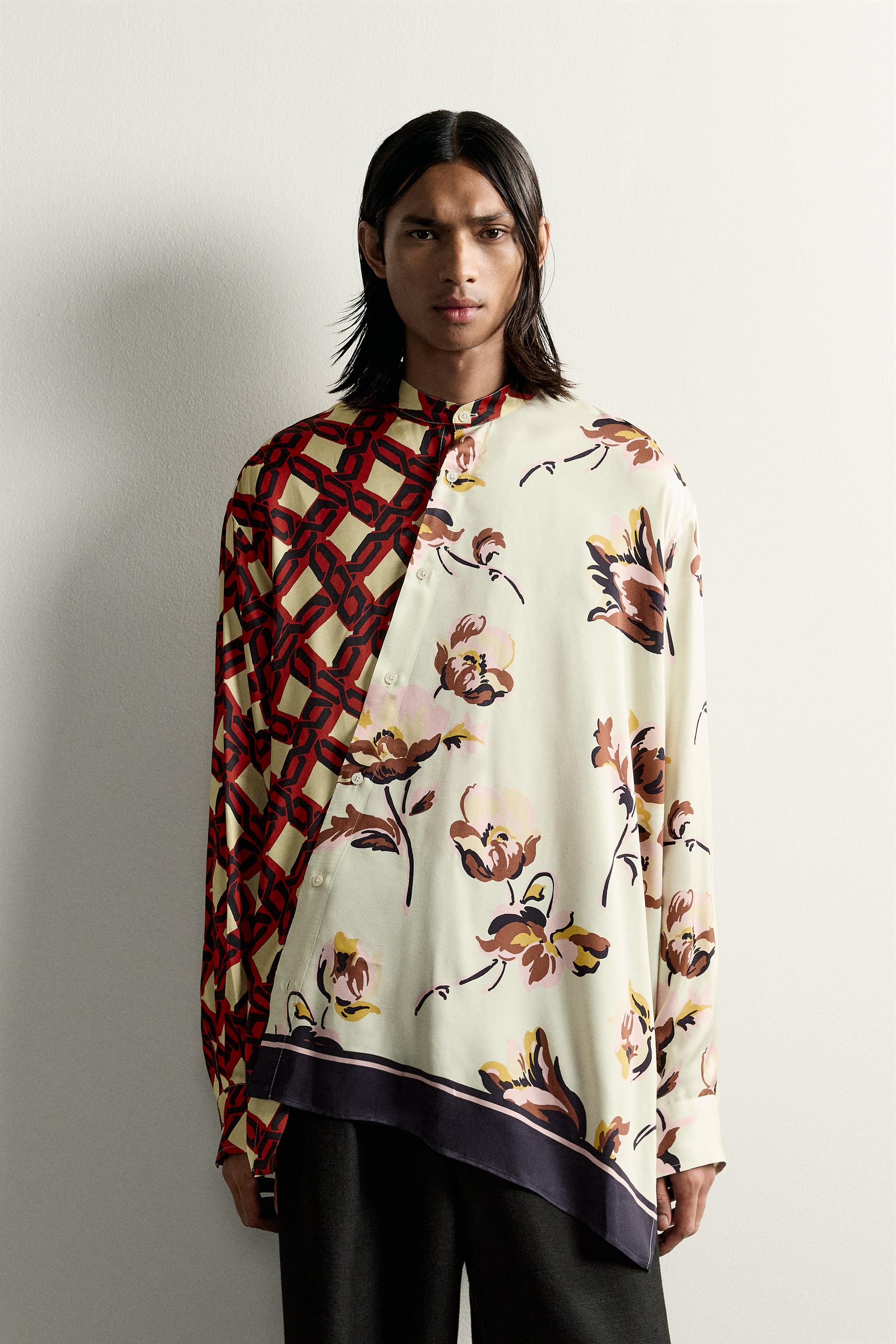 Мужские рубашки Zara LIMITED EDITION MIXED PRINT OVERSIZED SHIRT — фото 2
