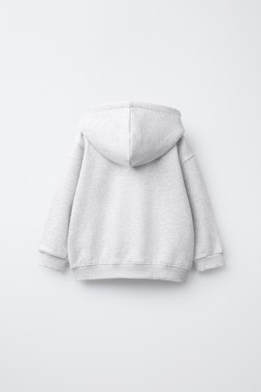 BASIC SLOGAN ZIP-UP HOODIE - Grey marl by Zara - Image 1