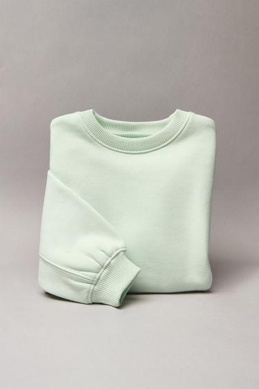 PLAIN HOODIE WITH EMBROIDERED DETAIL - Light green by Zara