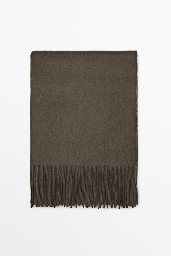 Zara Wool blend scarf with fringing - Black gold - Image 0