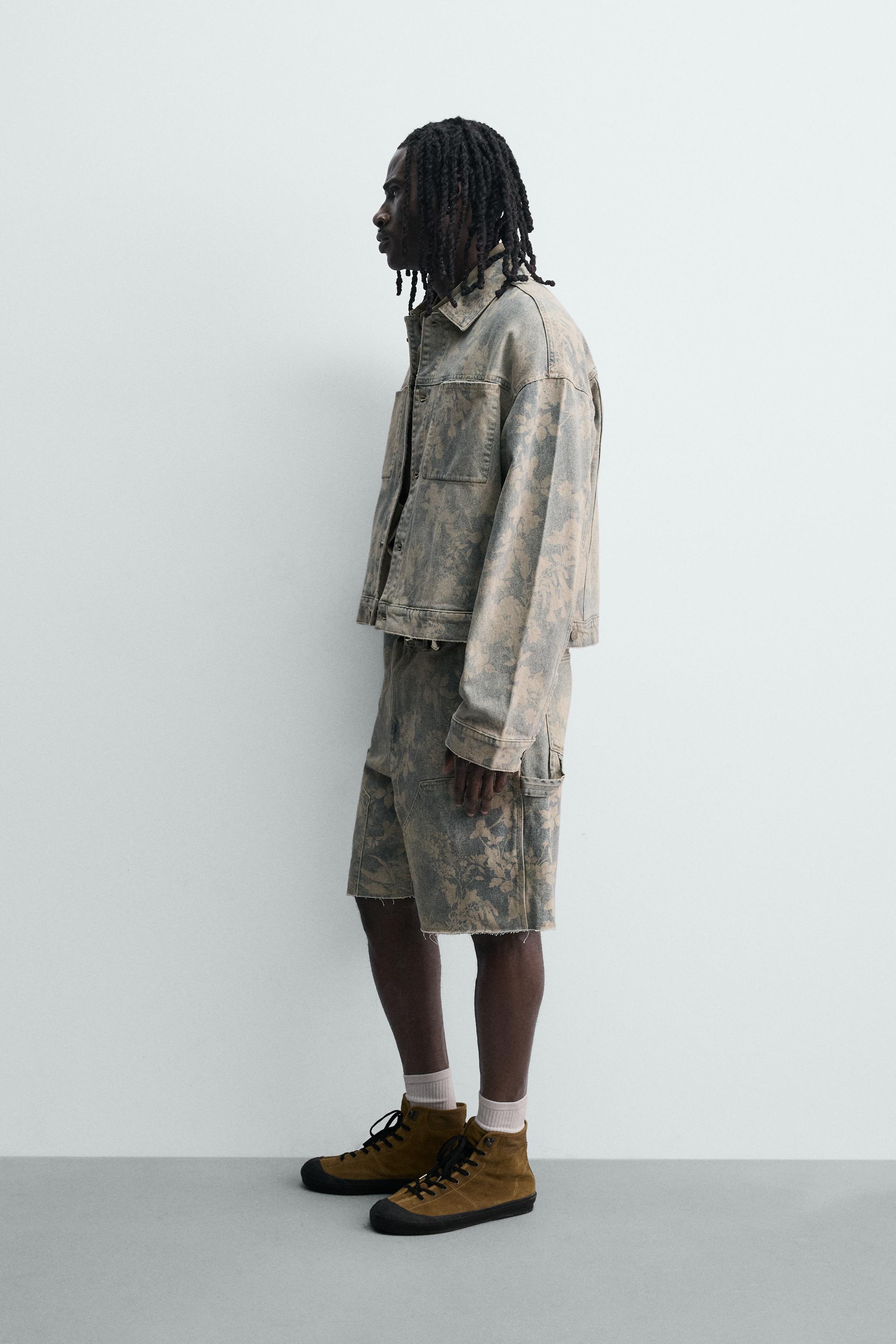 BLOUSON COURT EN DENIM À IMPRIMÉ FLORAL