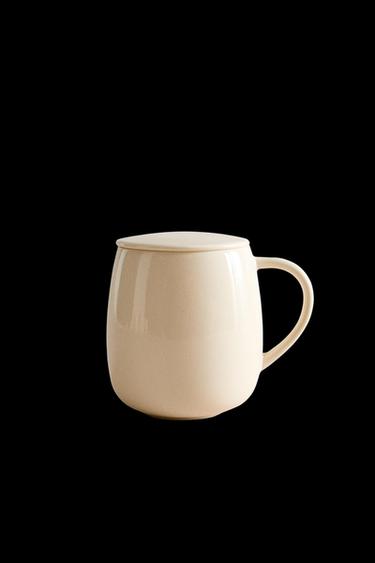 PLAIN STONEWARE TEACUP WITH LID - Crema de Zara - Imagen 0
