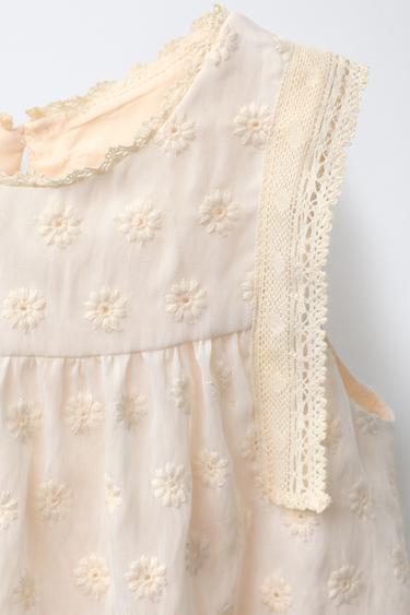 EMBROIDERED LACE TOP - Ecru by Zara - Image 2