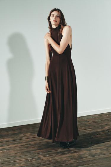 LONG OPEN BACK DRESS - Burgundy by Zara