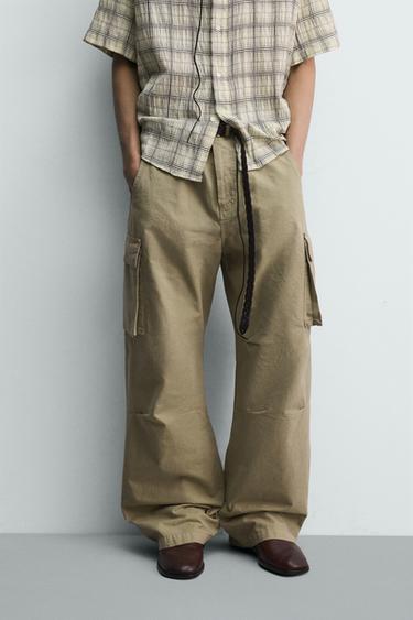 Zaras CARGOBYXA RELAXED FIT - Sandfärgad