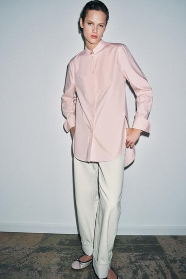 პერანგი ასიმეტრიული პოპლინი ZW COLLECTION - Zara-ს Pink