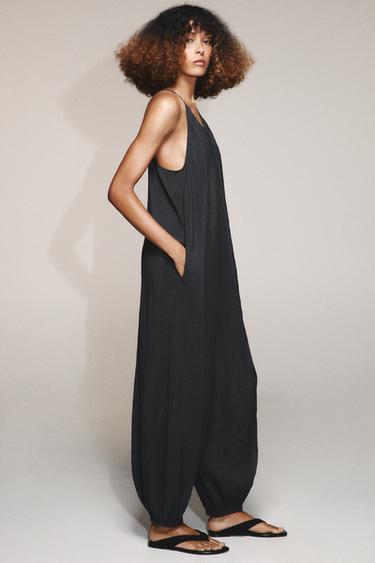 MONO LARGO FLUIDO BOMBACHO - Negro de Zara