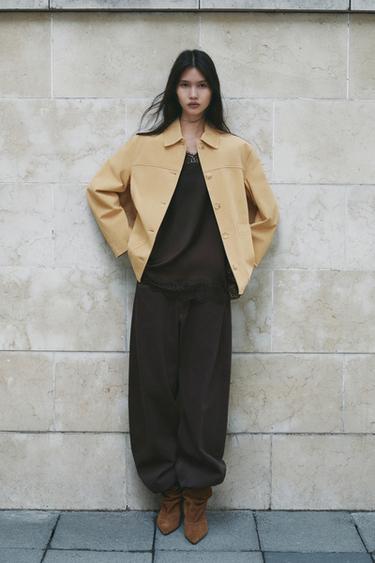 SUEDE LEATHER JACKET ZW COLLECTION LIMITED EDITION - Butter by Zara