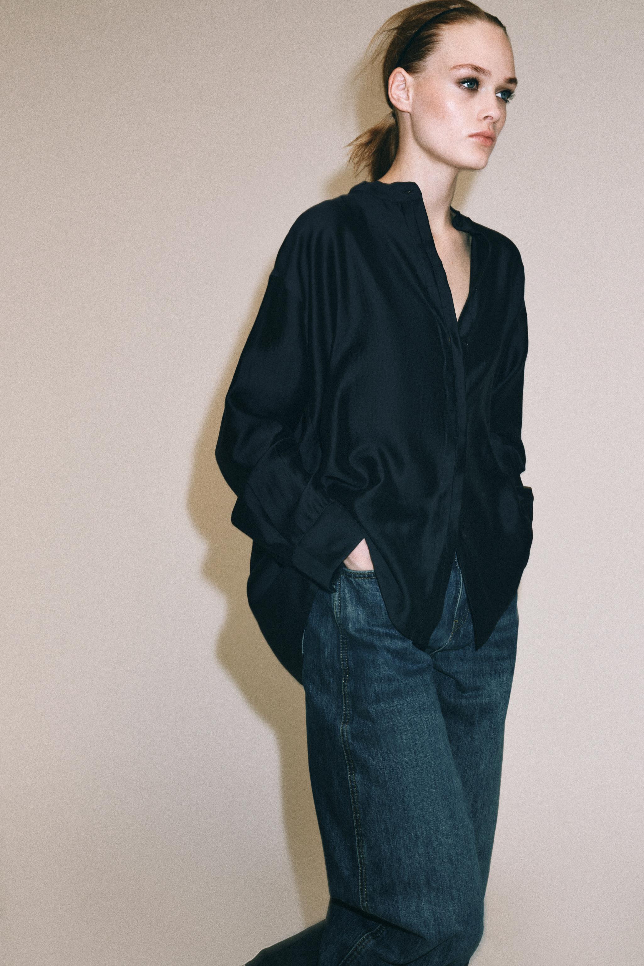 ZW COLLECTION MANDARIN COLLAR SHIRT