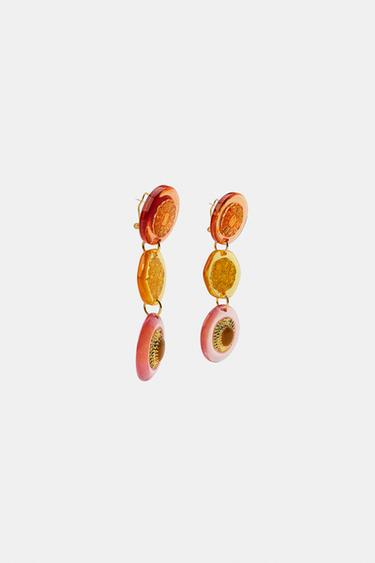 RESIN FLOWER STONE EARRINGS - Multicoloured by Zara - Image 2