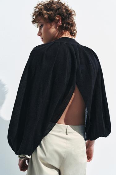 TOP CAPE EN MAILLE FINE - Noir de Zara - Image 1